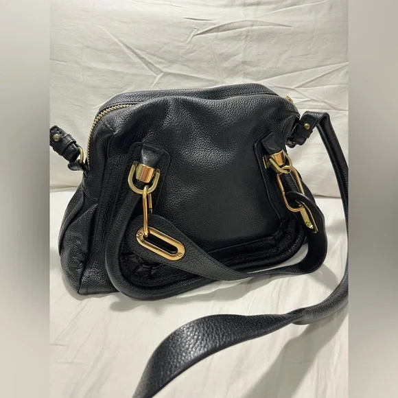 Chloe Paraty Black Satchel Bag with Gold Hardware - Picture 3 of 9